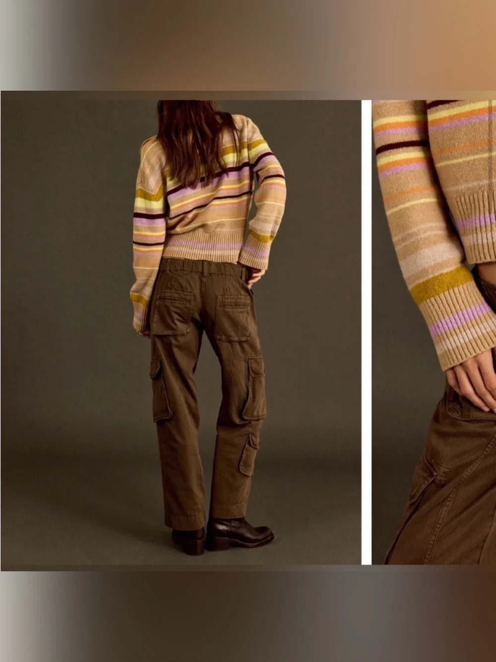 NWOT Free People We The Free Tahiti Cargo Pants - teak brown green tan - Medium
